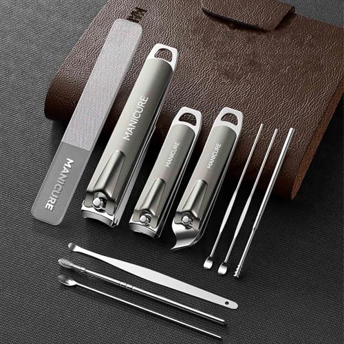 Manicure Set Nail Clippers，10-Piece Professional Nail Care Kit with Leather Case, Stainless Steel Manicure and Pedicure Tools (Yellow) - color: Yellow