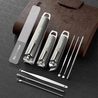 Manicure Set Nail Clippers，10-Piece Professional Nail Care Kit with Leather Case, Stainless Steel Manicure and Pedicure Tools (Yellow) - color: Yellow