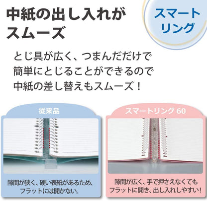 Kokuyo Campus Smart Ring Binder, B5 Light Blue Refillable Binder Notebook 26 Holes with 10 Extra Loose-Leaf Paper, Up to 60 Filler Papers for Work & Study, Japan Import (RU-SP706LB) - color: Light Blue