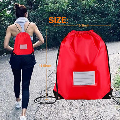 20 Pcs Drawstring Bags,Bulk Draw String Backpack, DIY Gym Sports Cinch Bag Sackpack for Women Men, Red - color: Red