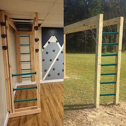6 Pcs Green Outdoor Monkey Bars Ladder Rungs Playground Accessories | Heavy Duty Solid Constructed, Non-Slip Matte Powder Coated Weather Resistant, Hardware Include, Playset Swing Set Jungle Gym - color: Green
