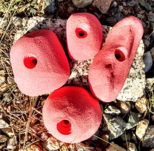 4 Pack Large Polyurethane Bolt-On Rock Climbing Wall Hand Holds - color: red