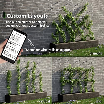 Wire Trellis Kit, 20-Set 5/64” Crosshead with Cutter & 98ft Cable | T316 Marine Grade Stainless Steel, Wall-Mounted Cable Trellis for Climbing Plants Outdoor, Garden Fence Espalier System - size: 20 Sets