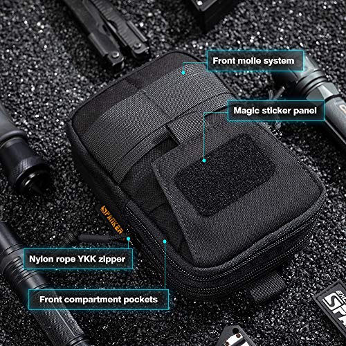 EXCELLENT ELITE SPANKER Tactical Molle EDC Pouch with Cellphone Pouch | Molle admin pouch,molle utility pouch,tool pouch,Organizer Nylon Belt Waist Bag - color: Black