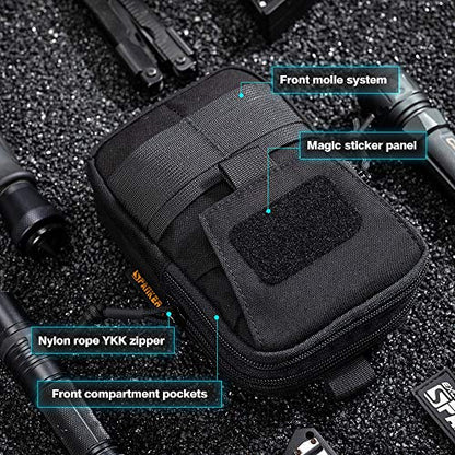 EXCELLENT ELITE SPANKER Tactical Molle EDC Pouch with Cellphone Pouch | Molle admin pouch,molle utility pouch,tool pouch,Organizer Nylon Belt Waist Bag - color: Black