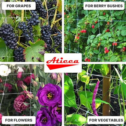 ATICCA Plastic Trellis Netting 79" x 328 ft Heavy Duty Plant Support Netting White - 6 Inch Garden Trellis on Roll - Mesh for Growing Vine Climbing Plants, Flowers, Peas, and Cucumber - size: 79''x328ft Plastic Trellis Netting