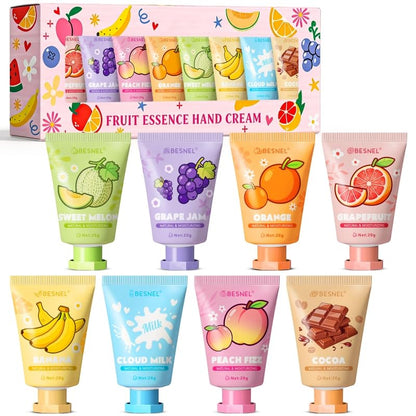 BESNEL 8 Pack Hand Cream Gift Set For Women, Teacher Appreciation Gifts, Mini Hand Lotion Travel Size in Bulk for Dry Cracked Hands, Graduation Gift, Birthday Gift, Bridesmaid Gift,Party Favors - size: 0.7 Fl Oz (Pack of 8)