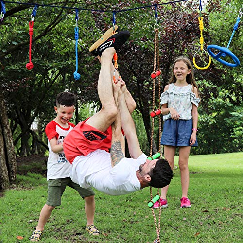 Rainbow Craft 7-Pack Colorful Ninja Rings - Gymnastic Ring, Swing Bar Ring, Monkey Rings for Backyard Ninja Warrior Obstacle Slackline Kits - color: 7 Pack Ninja Acc