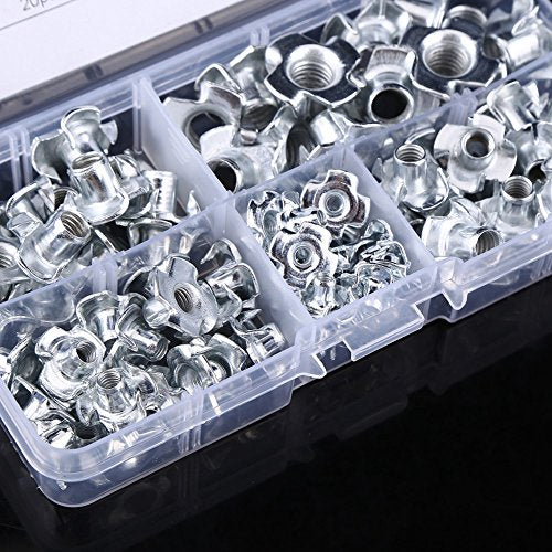 T Nuts Pronged Tee Nut Pronged Tee Nut Assortment Kit for Rock Climbing Holds Wood Cabinetry 90pcs Carbon Steel
