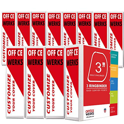 3 Ring Binder 3 Inch, 12 Pack, Heavy Duty Locking D-Ring, Holds 725 Sheets, Non-Stick Clear View Cover with Pockets for 8.5 x 11, PVC-Free, Assembled in USA, White - Ring Binder Depot | Non-Stick Clear View Cover with Pockets for 8.5 x 11, PVC-Free, Non-T