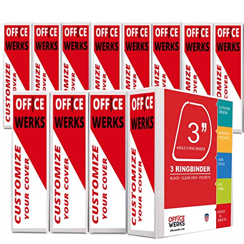 3 Ring Binder 3 Inch, 12 Pack, Heavy Duty Locking D-Ring, Holds 725 Sheets, Non-Stick Clear View Cover with Pockets for 8.5 x 11, PVC-Free, Assembled in USA, White - Ring Binder Depot | Non-Stick Clear View Cover with Pockets for 8.5 x 11, PVC-Free, Non-T