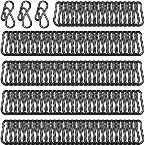 Heavy Duty Spring Snap Hook Carabiners, Galvanized Steel Quick Links, Spring Clips in Black & Silver, Multiple Sizes: 1.6Inch/2Inch/2.4Inch/3Inch/4Inch, for Swing Hammock Camping Keychain Outdoor - size: M4-120PCS, style: Black