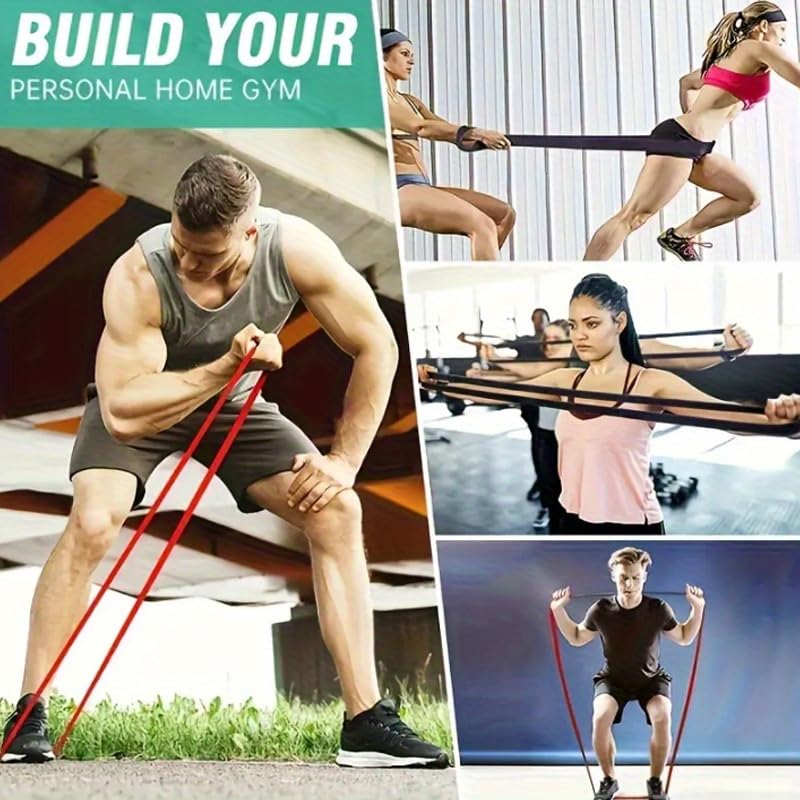 Resistance Bands, Pull-Up Assist Straps for Muscle Training, Non-Slip, Various Tension Levels, Fitness Equipment for Home and Outdoor Use - color: red