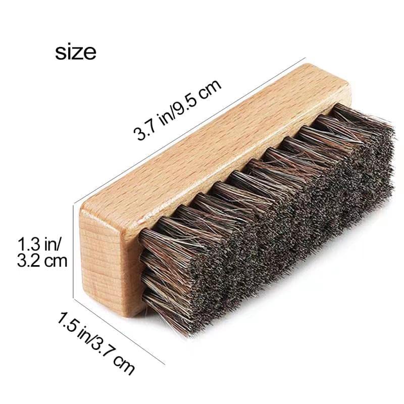 Shoe Brush for Cleaning, Horsehair Bristles Wooden Shine Shoe Brush Cleans Leather, Suede, Nubuck and Delicate Textiles - 3 Pack