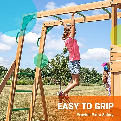 21 Inch Monkey Bars Playground Ladder Rungs for Backyard (12 Pcs, Green) | Indoor Outdoor Metal Monkey Bars Kit - color: Green