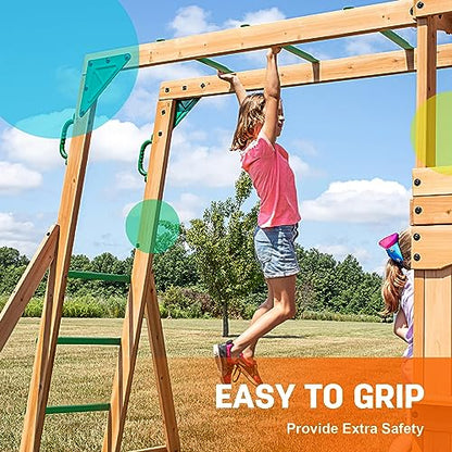 21 Inch Monkey Bars Playground Ladder Rungs for Backyard (12 Pcs, Green) | Indoor Outdoor Metal Monkey Bars Kit - color: Green