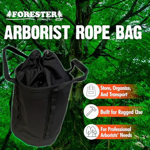 FORESTER Large Arborist Rope Bag - Bucket Style Storage Bag | Arborist Equipment | Tree Climbing Gear | Heavy Duty Nylon Gear Bag with Handles