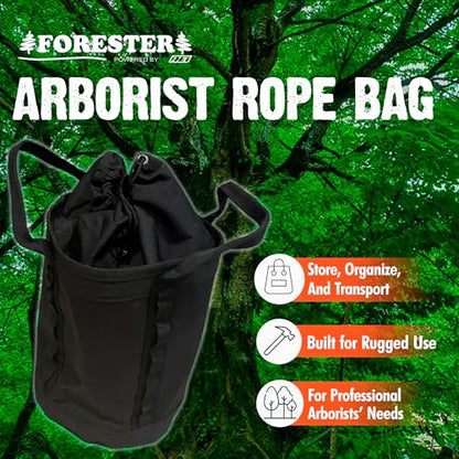 FORESTER Large Arborist Rope Bag - Bucket Style Storage Bag | Arborist Equipment | Tree Climbing Gear | Heavy Duty Nylon Gear Bag with Handles