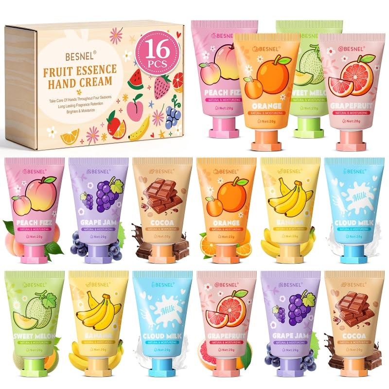 BESNEL 16Pack Hand Cream Gift Set For Women, Teacher Appreciation Gifts, Mini Hand Lotion Travel Size in Bulk for Dry Cracked Hands, Graduation Gift, Birthday Gift, Bridesmaid Gift,Party Favors - size: 0.7 Fl Oz (Pack of 16)