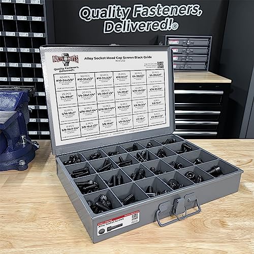 Inch Alloy Allen Socket Head Cap Screws Bolts Coarse Thread Black Oxide Assortment - 453 PCS