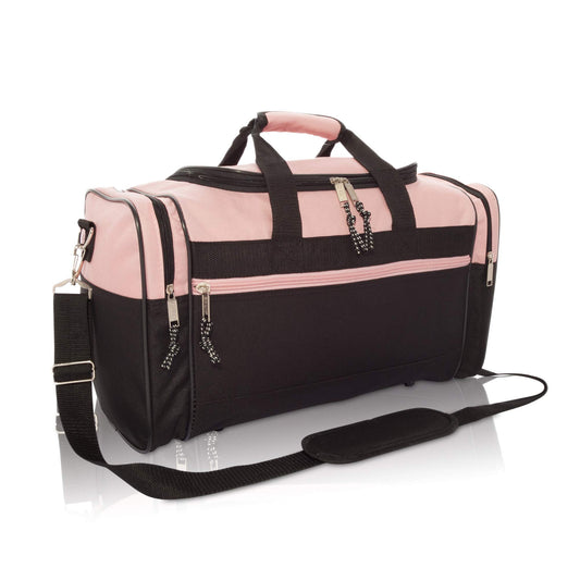 DALIX 17" Blank Duffle Bag Duffel Bag Travel Size Sports Durable Gym Bag - color: Pink