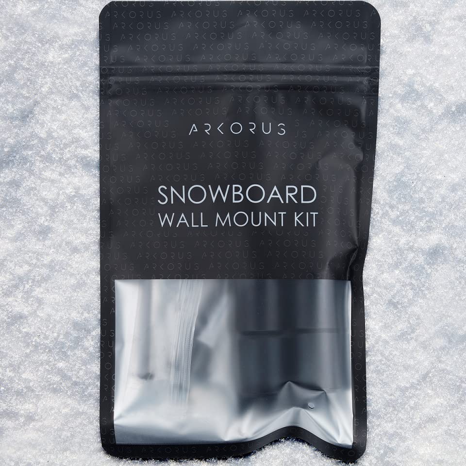 Arkorus [NEW] (4 PCS) Snowboard Wall Mount Storage – Edge-Safe Snowboards Hanger, Modern Floating Vertical Rack, Clip Hook Holder to Securely Store and Display Boards, Gear Organizer