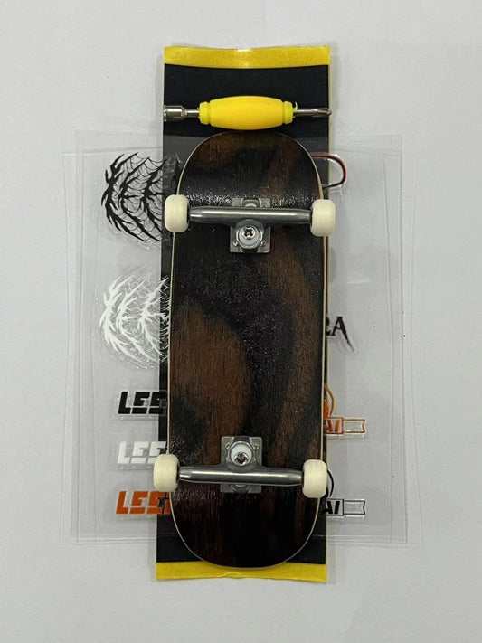 Pro Wooden Fingerboard Complete Set, 34x96mm, 5-Ply Maple Deck with leefai g4 Trucks and Urethane 65d Mini Skateboard Wheels