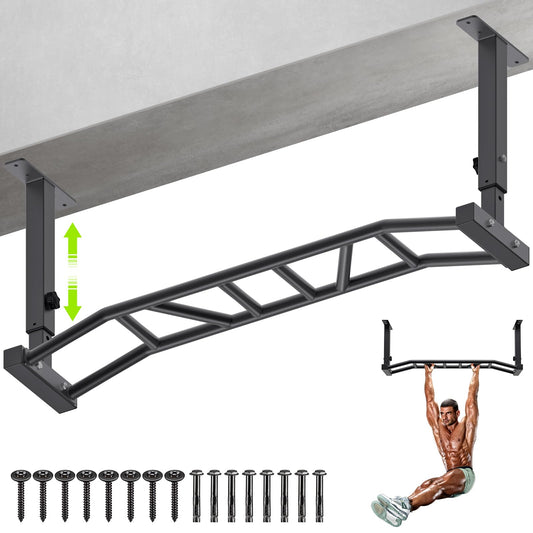 Kipika 48" Ceiling Mounted Pull Up Bar, Heavy Duty Multi-Grip Chin Up Bar,Mounted Pullup Bar, Adjustable Height, Pull Up Bands for Chin Ups & Body Stretching, Ideal for Home Gym and Strength Training - color: Base Size: 8.3"x2"-Multi-Grip