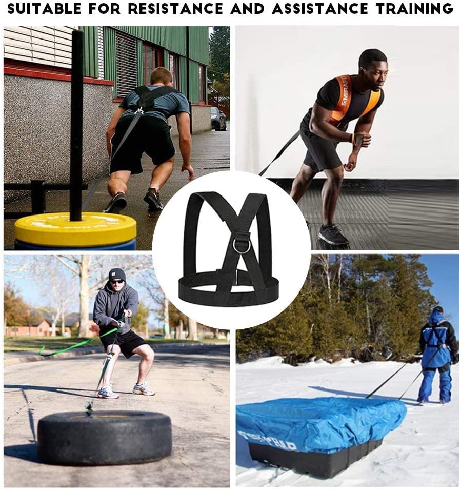 Sled Harness, Adjustable Speed Tire Pulling Belt for Working Out | Strength and Agility Training Equipment, Physical Training Rope Football Exercise Set for Outdoor Indoor Men and Women - size: 13.1FT