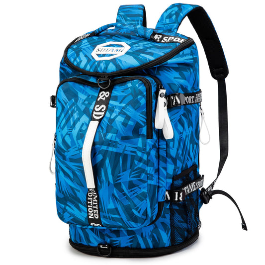 SDTAME Gym Duffel Backpack with Shoe Pocket & Laptop Sleeve - color: Blue