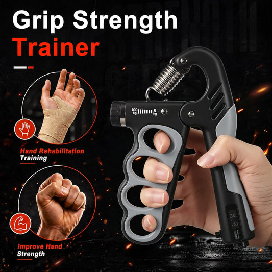 Grip Strength Trainer, Adjustable Resistance Hand Exerciser 11-220Lbs(5-100Kg), Hand Gripper Strengthener for Forearm Workout, 2 Pcs - color: Gray