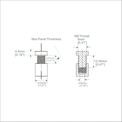 Aluminum Standoff Wall Mounts Screws,12pcs, Silver, 1/2" x 1/2" | aluminum Sign Standoff screws, Standoff Mounting Hardware, Wall Spacers, For Acrylic frames Signs, silver - color: Silver