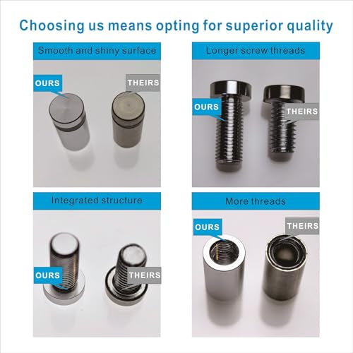 Pack of 4, Aluminum Standoff Screws, Wall Sign Standoff Mounting Hardware Advertising Glass Standoff Nail for Hanging Acrylic Picture Frame (Silver, 1" x 1") - color: Silver, size: 1" x 1"